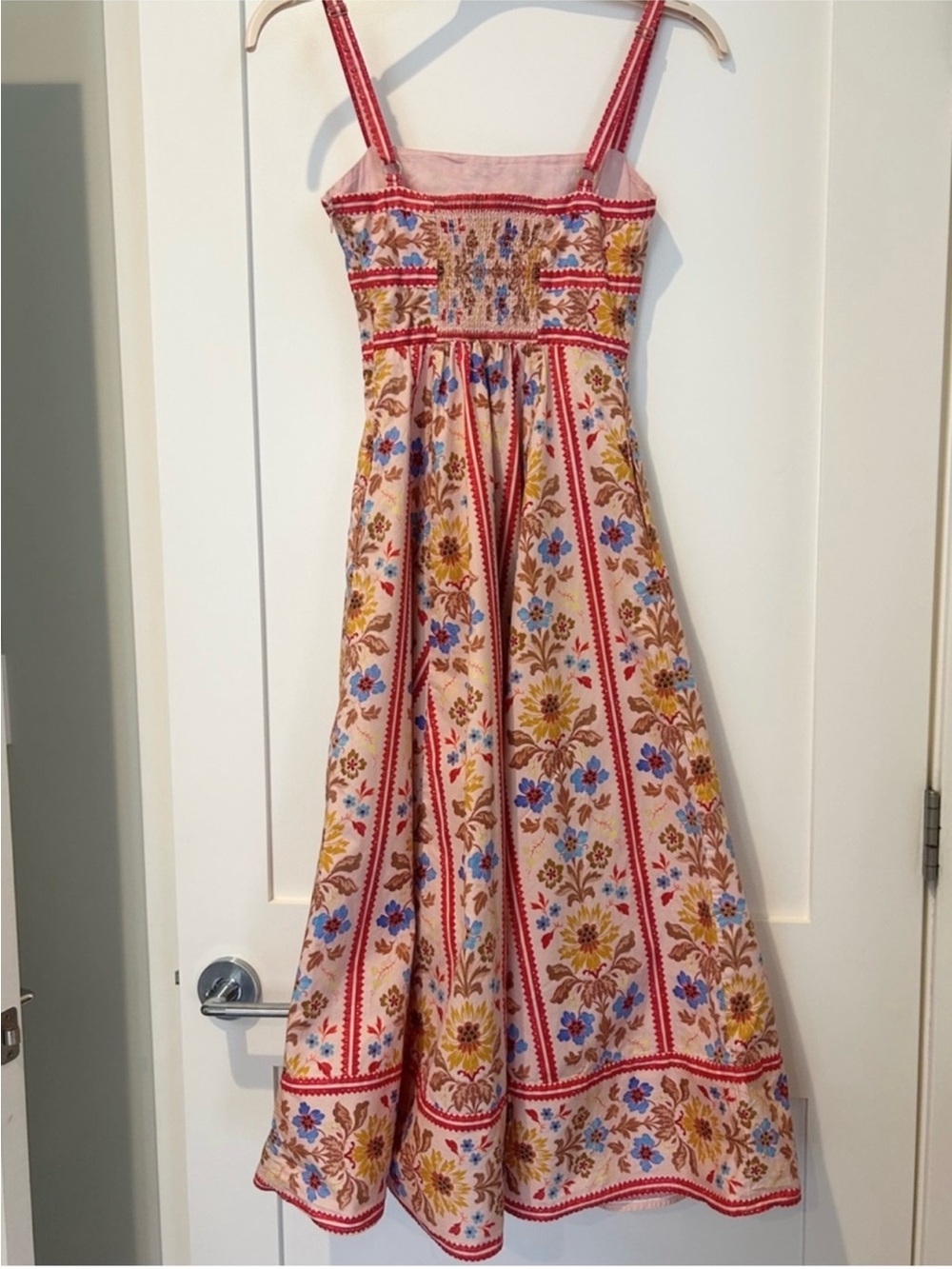 Hill House Margot dress in pink floral block stripe XS - Picture 8 of 13